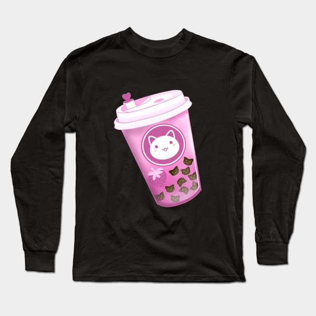 Neko Boba Strawberry Long Sleeve T-Shirt by PointNWink Productions